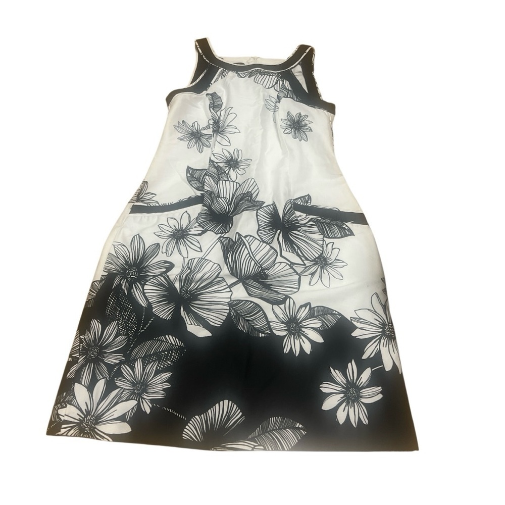 NINE WEST-Floral Black and White Kids Dress